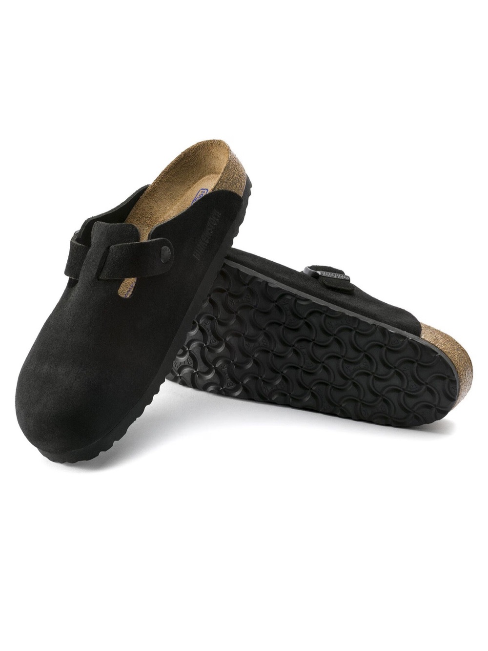 Birkenstock Boston Soft Footbed Suede Leather Black Clogs EU 42